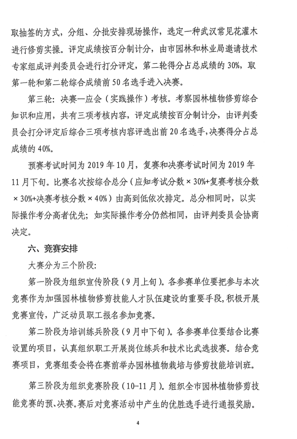 关于转发《关于印发武汉市第二十一届职业技能大赛园林植物修剪项目实施细则的通知》的通知